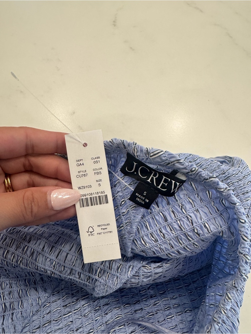 J. Crew Periwinkle Blue Midi Dress with Smocked Bodice - Picture 5 of 6